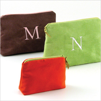 personalized faux suede cosmetic bag - small